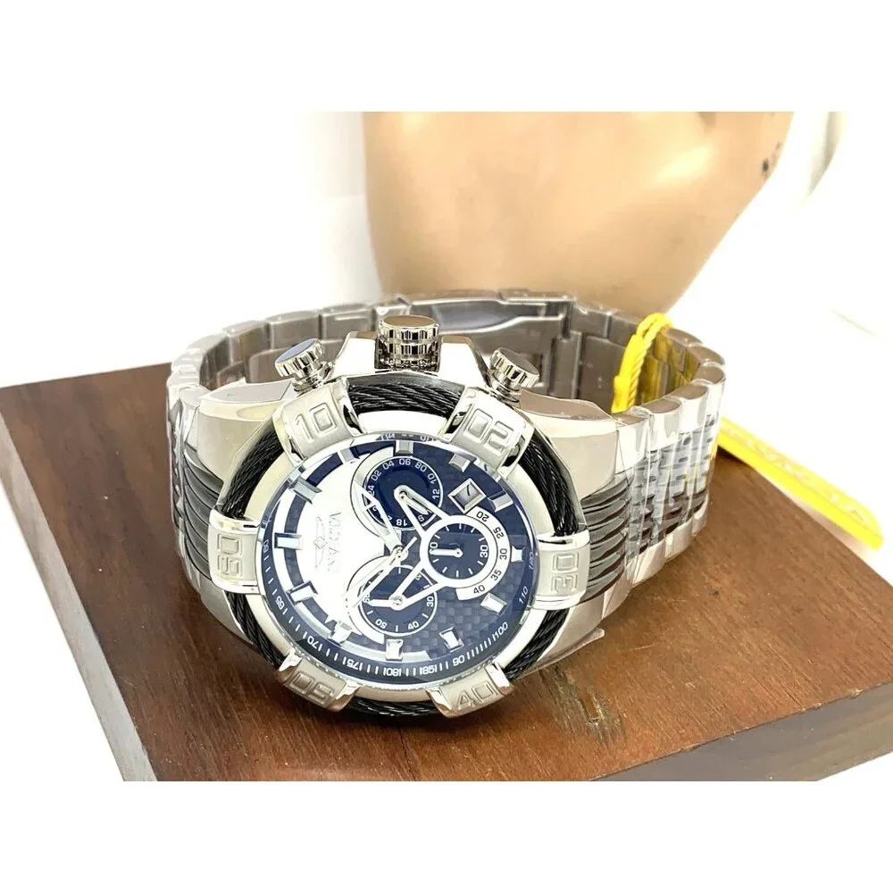 Invicta Men's Watch 29569 Bolt Quartz Chronograph Silver Black Stainless Steel